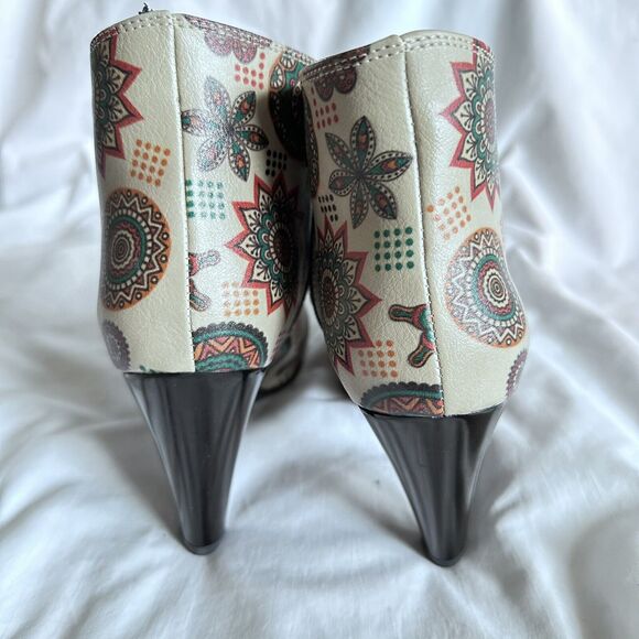 Goby Printed Side-Zip Lace-Up High Heel Booties Women's Boots EUR 39 Multi-Color - Picture 3 of 8